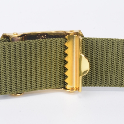 Picture of Emphasized Craftsmanship - Vintage Boy Scouts Solid Brass Belt Buckle and Green Canvas Belt - Stylish and Lenient - Indulge Luxe
