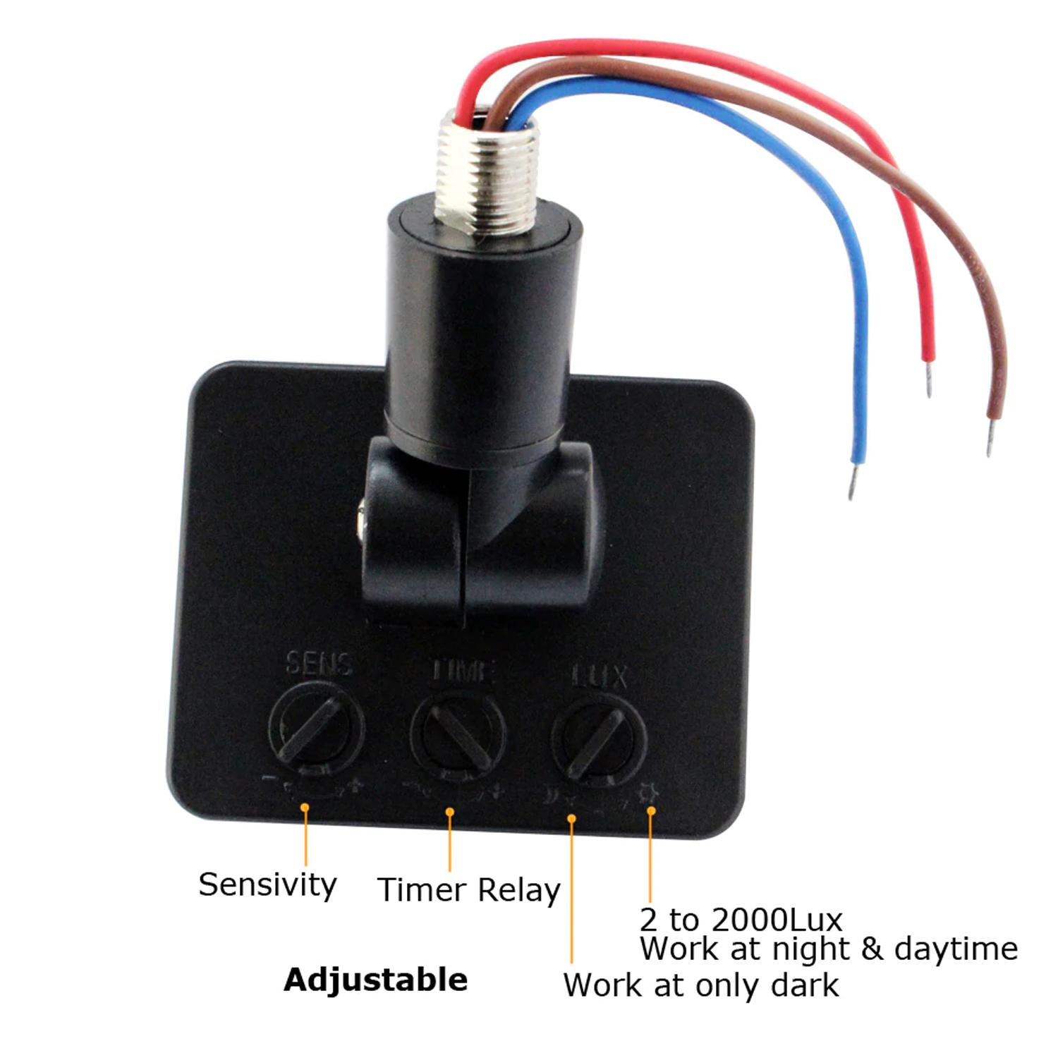 Picture of Motion Detector AC 110V 220V DC 12V PIR Sensor Wall Mount Motion Switch Automatic Infrared Body Lamp Light Timer Switch Outdoor (Multicolor)