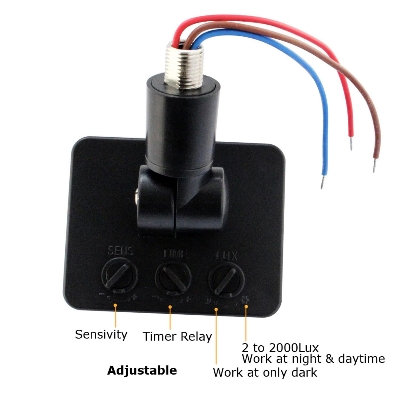 Picture of Motion Detector AC 110V 220V DC 12V PIR Sensor Wall Mount Motion Switch Automatic Infrared Body Lamp Light Timer Switch Outdoor (Multicolor)