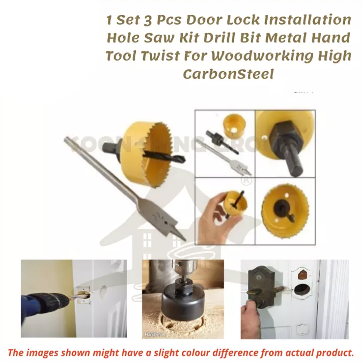 Picture of 3 Piece Hole Saw Set For Door Lock Installation Or Others Wooden Work (Multicolor)