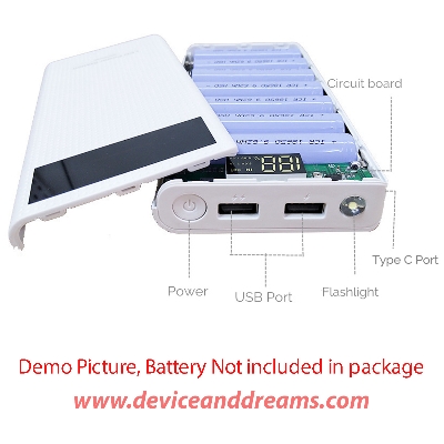 Picture of High Quality QC 3.0 Type C Dual USB 7x18650 Battery DIY First Charging Power Bank Case Kit Box for Smartphone (White)