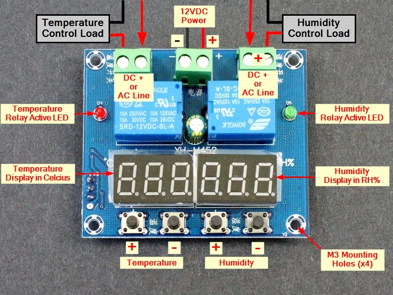 Picture of XH-M452 Digital Temperature & Humidity Controller Switch Module (Multicolor)