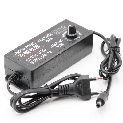 Picture of Adjustable DC 24V 5A Power Adapter with LED Voltmeter 775 Motor Power Supply AC 220V to DC 3V-24V Lighting Power Supply for LED Light RS775 775 DC Motor Audio Amplifier (Black)