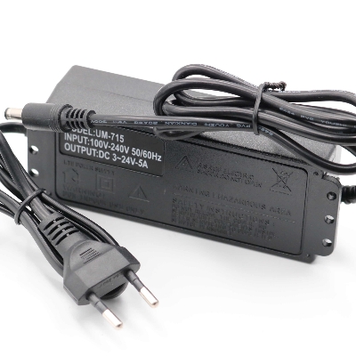 Picture of Adjustable DC 24V 5A Power Adapter with LED Voltmeter 775 Motor Power Supply AC 220V to DC 3V-24V Lighting Power Supply for LED Light RS775 775 DC Motor Audio Amplifier (Black)