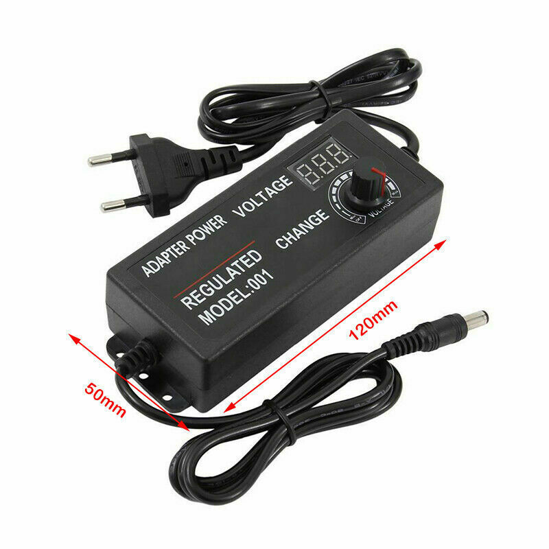 Picture of Adjustable DC 24V 5A Power Adapter with LED Voltmeter 775 Motor Power Supply AC 220V to DC 3V-24V Lighting Power Supply for LED Light RS775 775 DC Motor Audio Amplifier (Black)