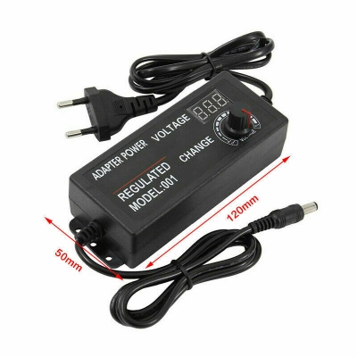 Picture of Adjustable DC 24V 5A Power Adapter with LED Voltmeter 775 Motor Power Supply AC 220V to DC 3V-24V Lighting Power Supply for LED Light RS775 775 DC Motor Audio Amplifier (Black)