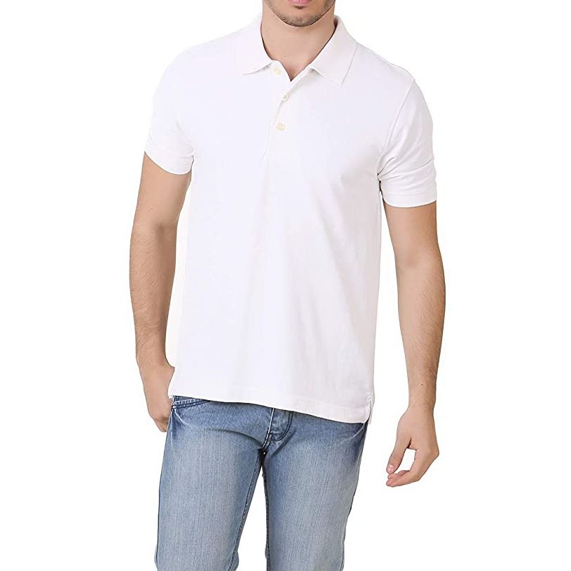 Picture of White Polo Shirt - Polo Collar Neck Sports, Causal Cotton T-Shirt for Men and Boys