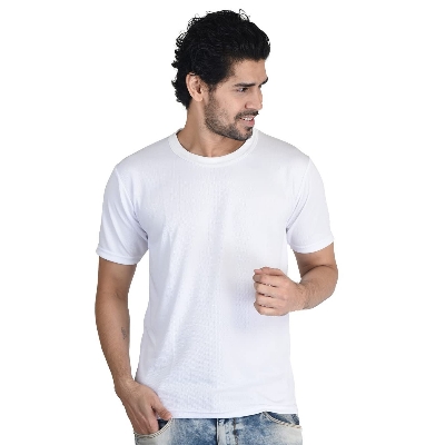 Picture of Hawai Dot Net Dry Fit Sweat Free Lycra Sports Half Sleeve - Regular Fit White T-Shirt for Men Boys