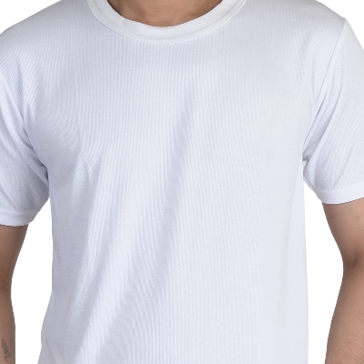 Picture of Hawai Dot Net Dry Fit Sweat Free Lycra Sports Half Sleeve - Regular Fit White T-Shirt for Men Boys