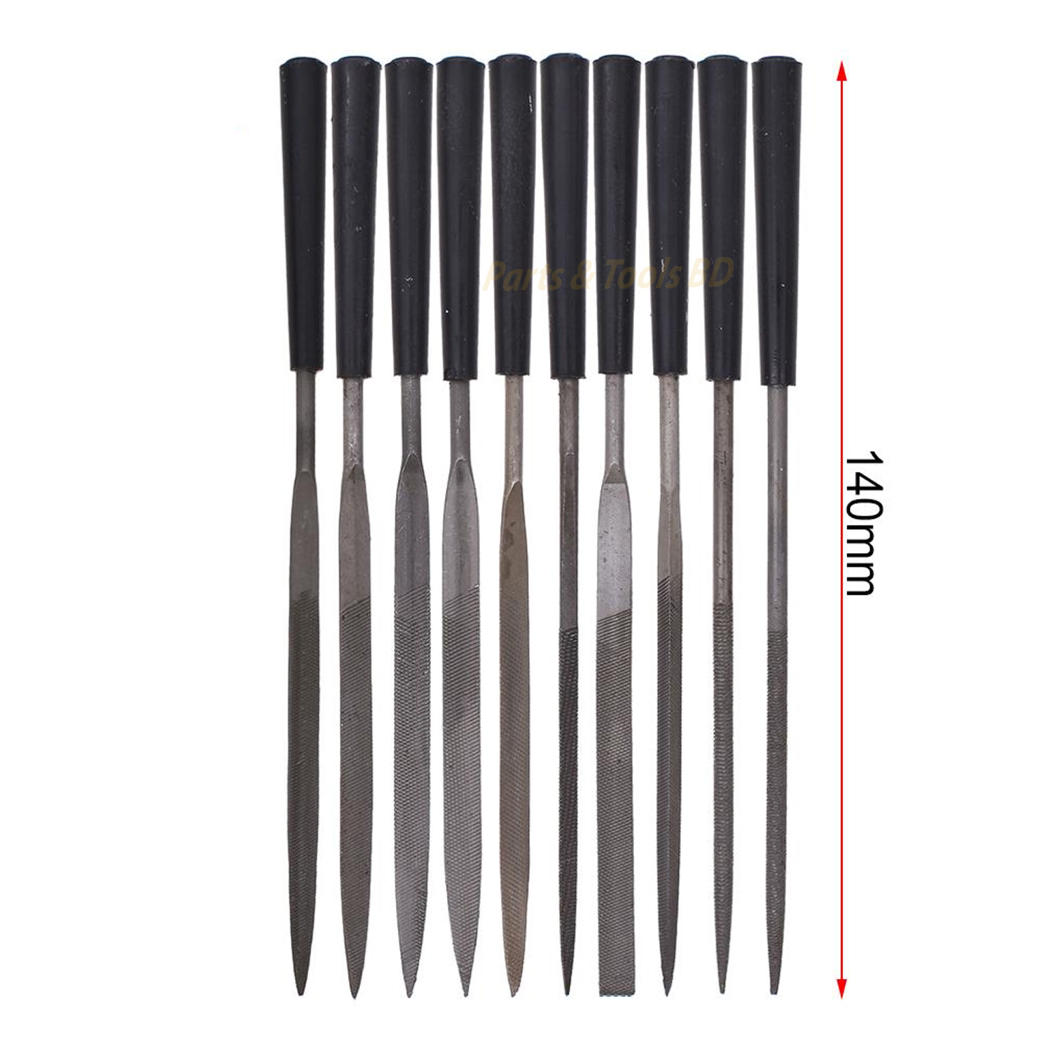 Picture of Needles Files Set (10 Pcs) Includes flat parallel, flat taper, round, half-round, three-square and square files. (Multicolor)
