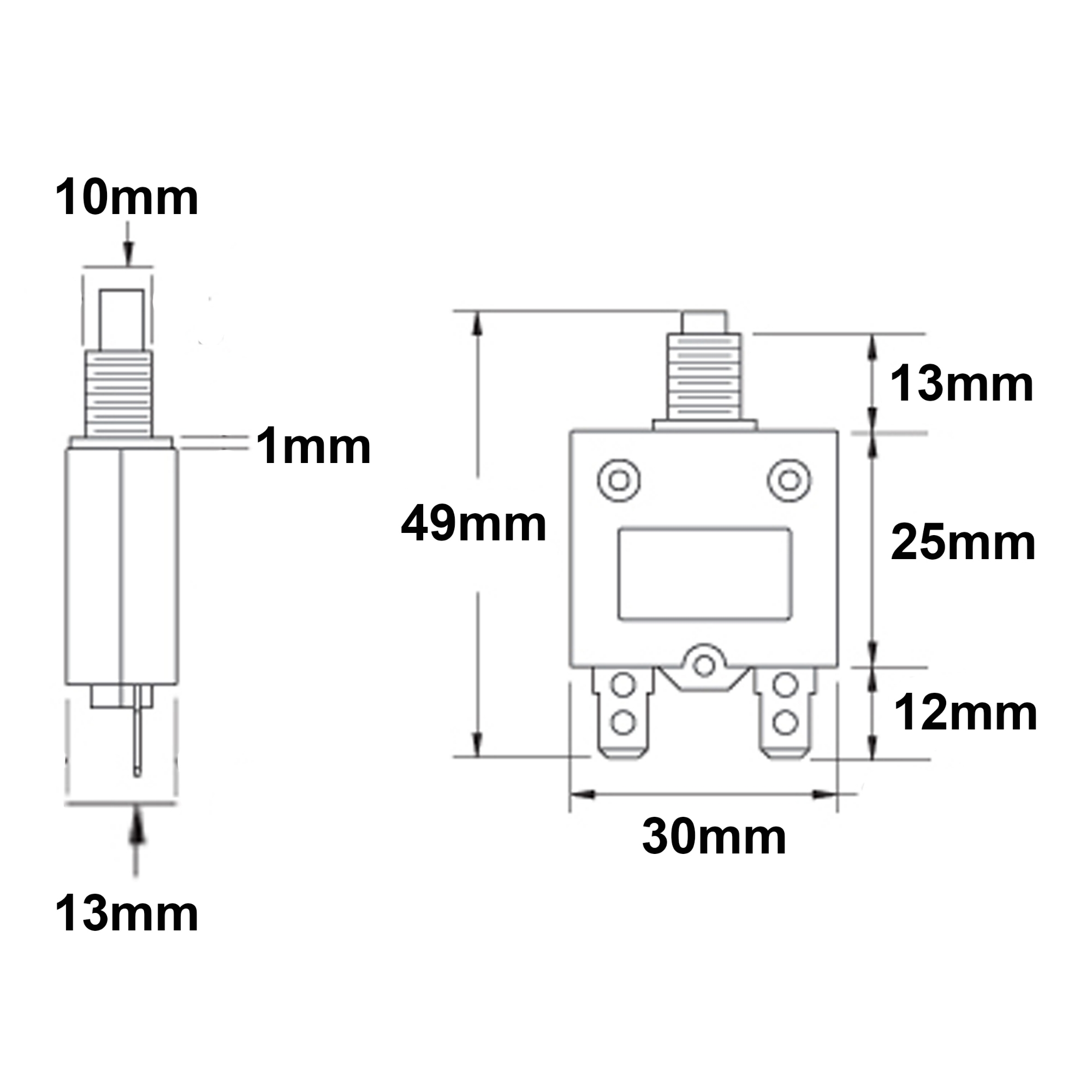 Picture of Push To Reset Circuit Breaker Universal Push To On Fuse Circuit Breaker - Remote Control Switch (5A Breaker)