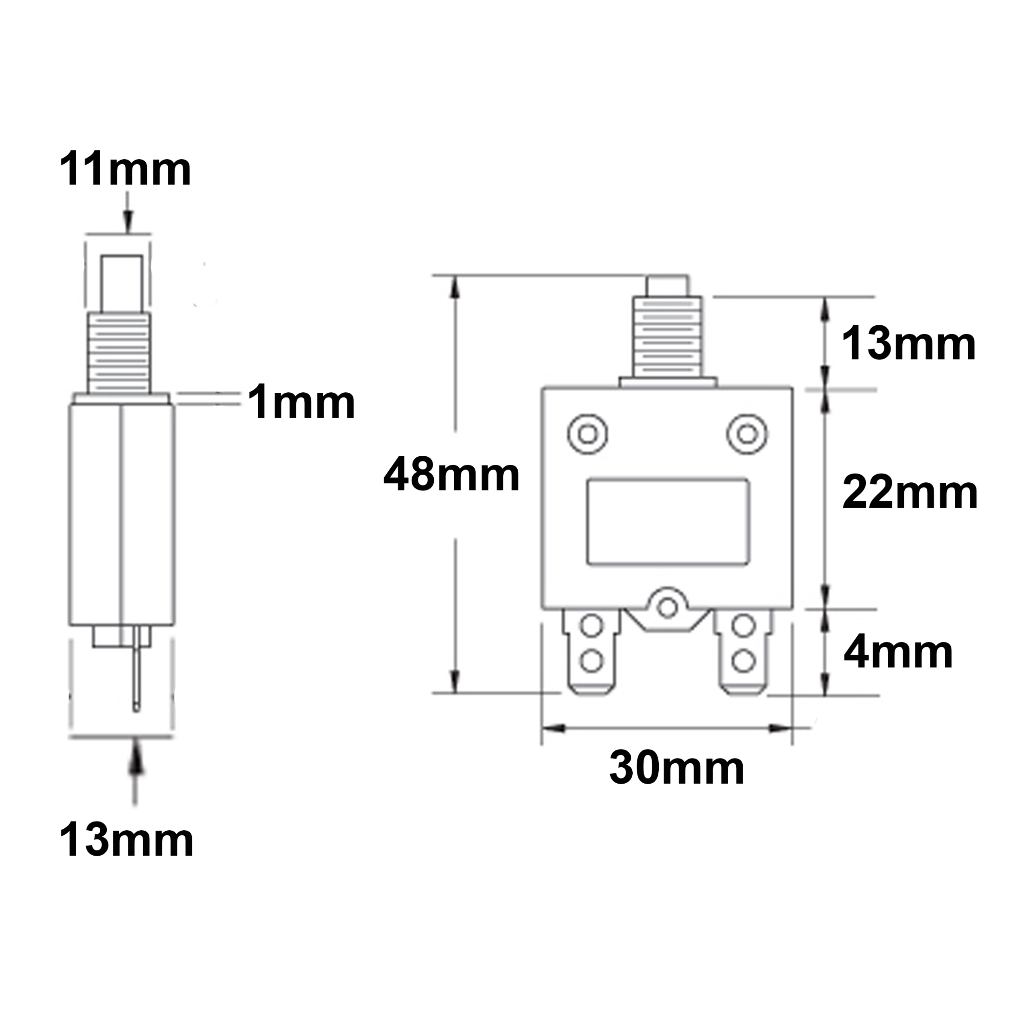 Picture of Push To Reset Circuit Breaker Universal Push To On Fuse Circuit Breaker - Remote Control Switch (40A Breaker)