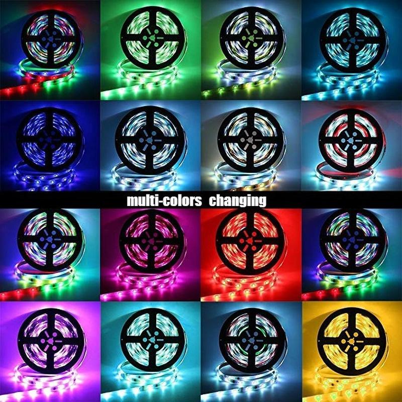 Picture of 16 Color SMD 5050 DC 12V LED Strip Light With Remote Driver 5 Meter RGB Color Fairy Lights for Ceiling Decoration (Multicolor)