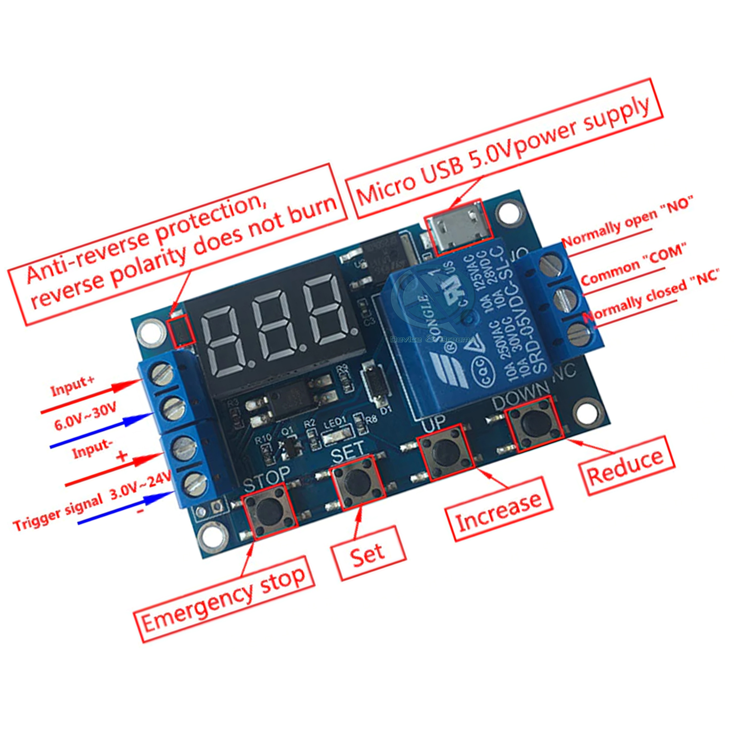Picture of DIY Incubator Turning Motor Controller Turning Control Timer Supply 5-30V 10A Relay Using W1209 XH-M452 XH-W3001 Replace XM-18 XM-18S (Multicolor)