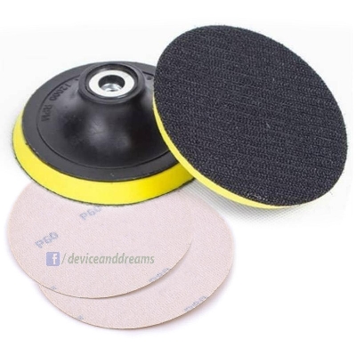 Picture of 4 inch Velcro Backing Pad with Sand Disc M10 Spindle Thread Rotary Polishing Buff with Velcro Disc (2 Set) (Multicolor)