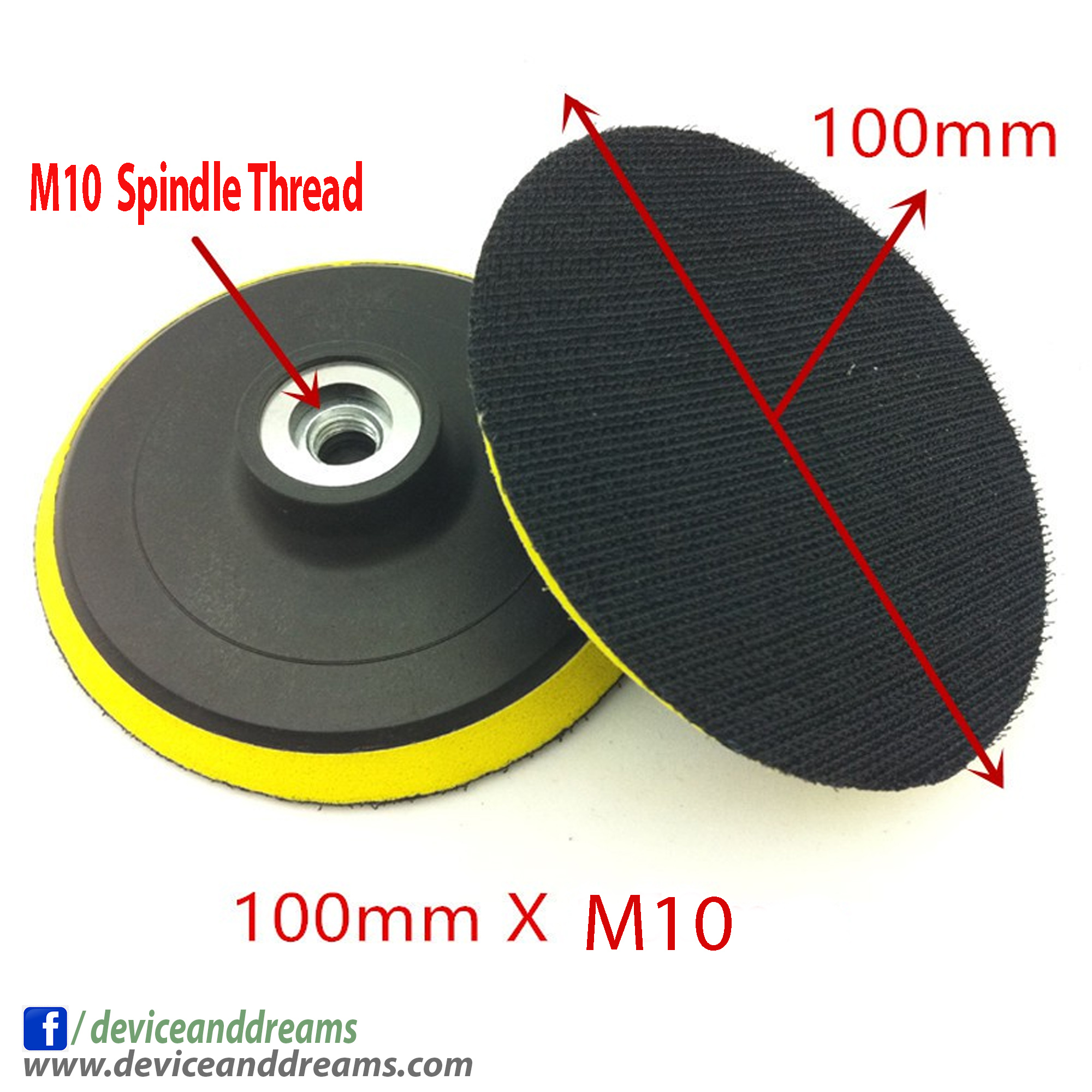 Picture of 4 inch Velcro Backing Pad with Sand Disc M10 Spindle Thread Rotary Polishing Buff with Velcro Disc (2 Set) (Multicolor)