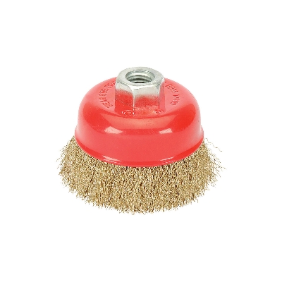 Picture of 3 inch Shank M10 Crimped Brass Wire Cup Brush For Removing Rust Paint as Well as Polishing (Multicolor)