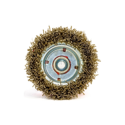 Picture of 3 inch Shank M10 Crimped Brass Wire Cup Brush For Removing Rust Paint as Well as Polishing (Multicolor)