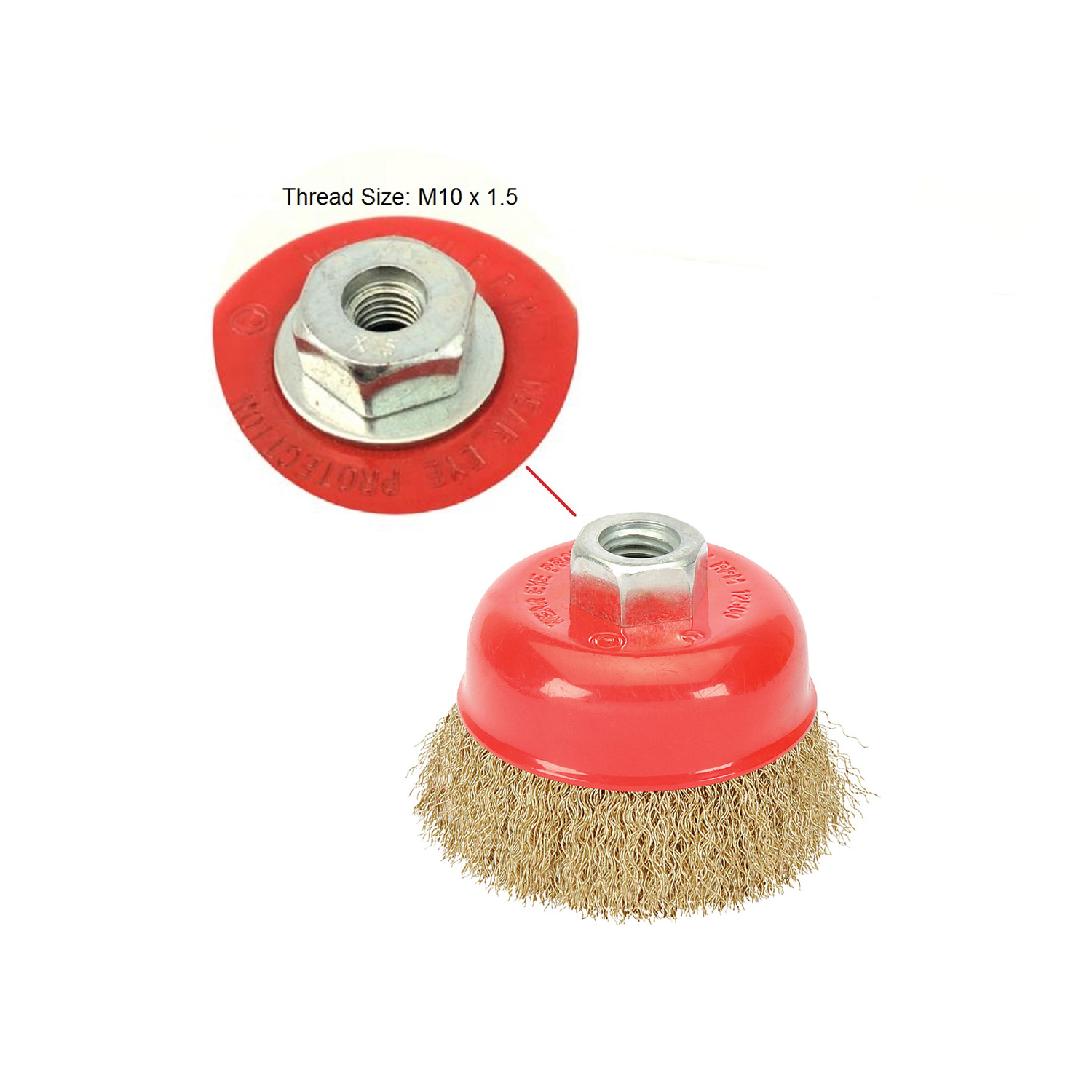 Picture of 3 inch Shank M10 Crimped Brass Wire Cup Brush For Removing Rust Paint as Well as Polishing (Multicolor)