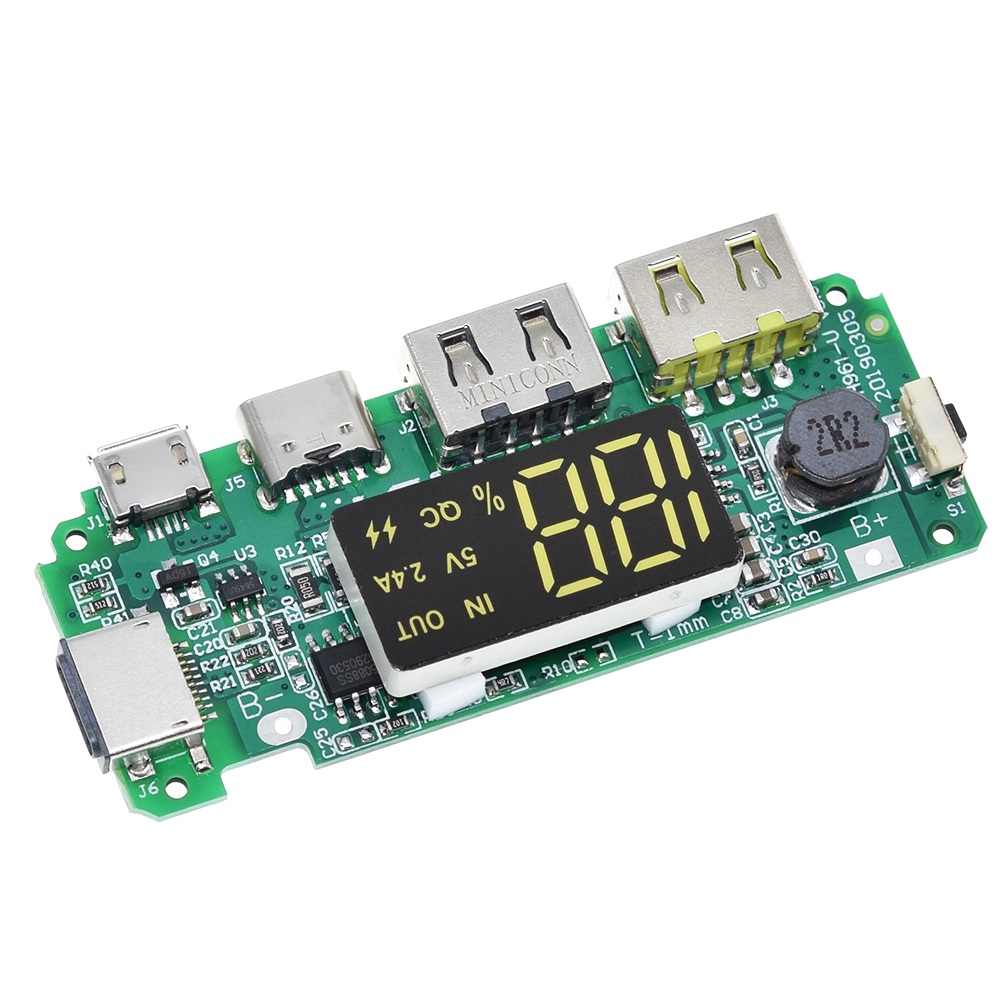 Picture of Power Bank First Charging Circuit Type C Micro Lightning USB Supported Dual Output 5V 2.4A LED Display First Charging Circuit Module - Power Bank - power bank circuit (Multicolor)