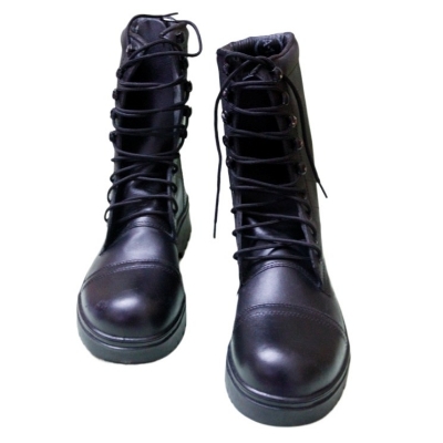 Picture of Rubber Sole High Quality Cow Leather Boots - Cow Leather Long Boots - Black Leather Long Boots