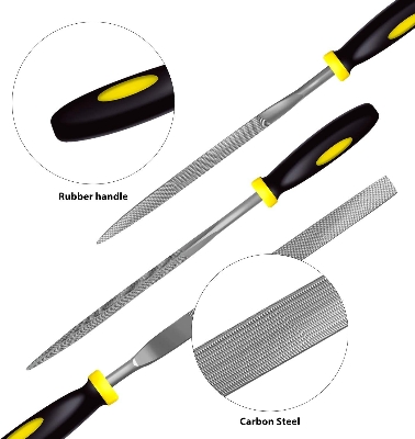 Picture of 6 Piece Needle File Set High Carbon Steel Precision Hand Metal File Kit DIY Tools (Multicolor)