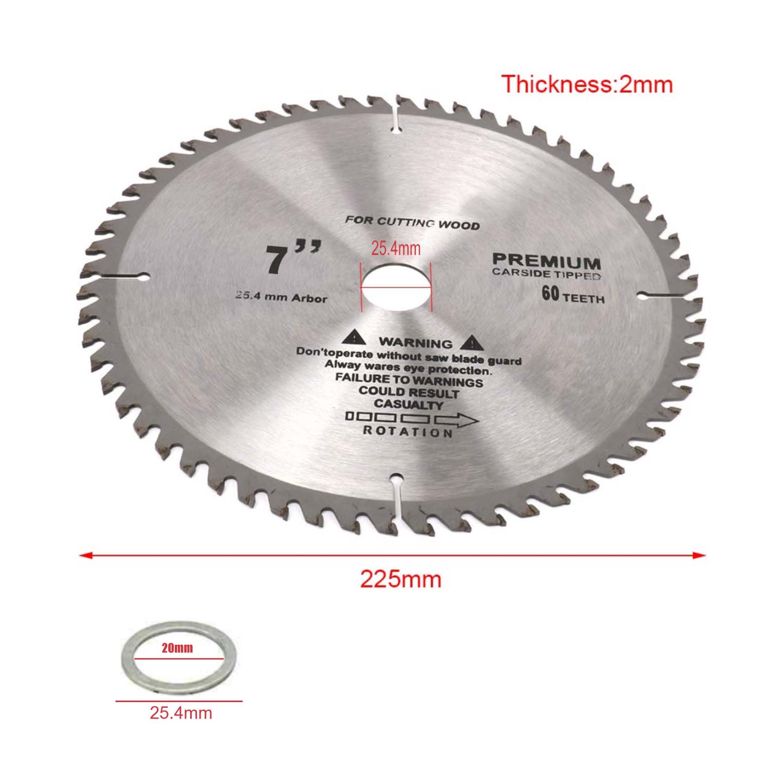 Picture of 7 Inch High Quality Carbide Circular Saw Blade For Wood, Soft Aluminum, Plastic, Fiberboard Cutting (Silver)