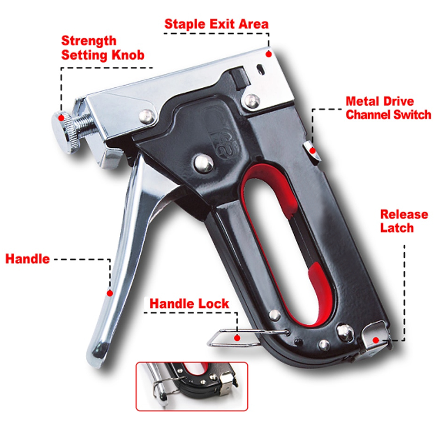 Picture of Heavy-Duty Staple Gun Three Purpose Nail Gun Hand Nail Holder, U-Shaped T-Shaped D-Shaped Staples, Easy to Carry and Adjustable (Staple Nail Gun)