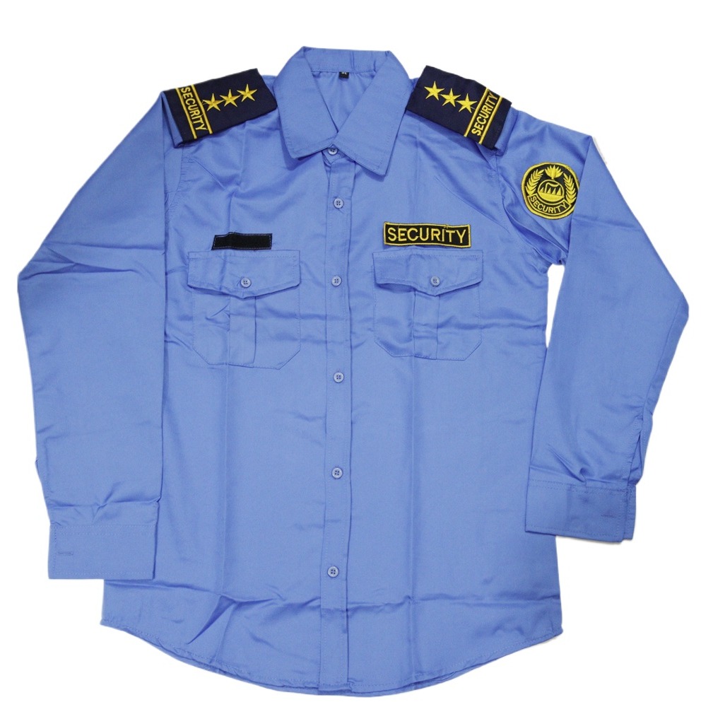 Picture of Security Guard Uniform Full Set - security Guard dress cotton- Guard Sky Blue shirt Pant dress full set including Belt-Cap- Bach-Epaulet -logo