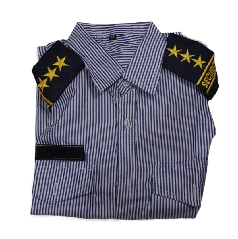 Picture of Men Formal Stripe Cotton Security Guard Shirt - Security Staff-Men's Security Guard uniforms for Guards with bach, solder, logo