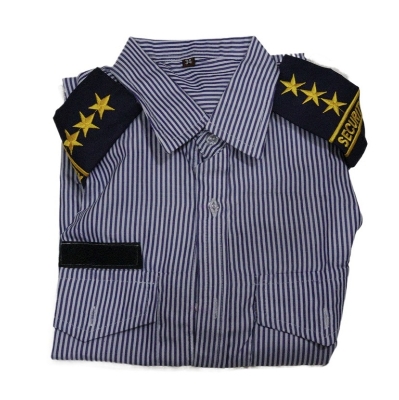 Picture of Men Formal Stripe Cotton Security Guard Shirt - Security Staff-Men's Security Guard uniforms for Guards with bach, solder, logo