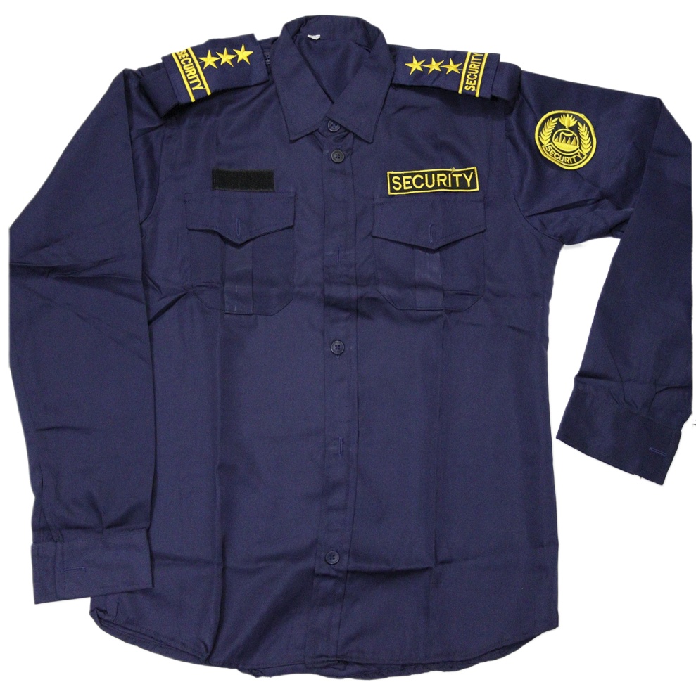 Picture of Security Guard Shirt Dark Blue Shirt - Security Staff Guard Uniform -Security Guard dress shirt  including Bach, solder, logo