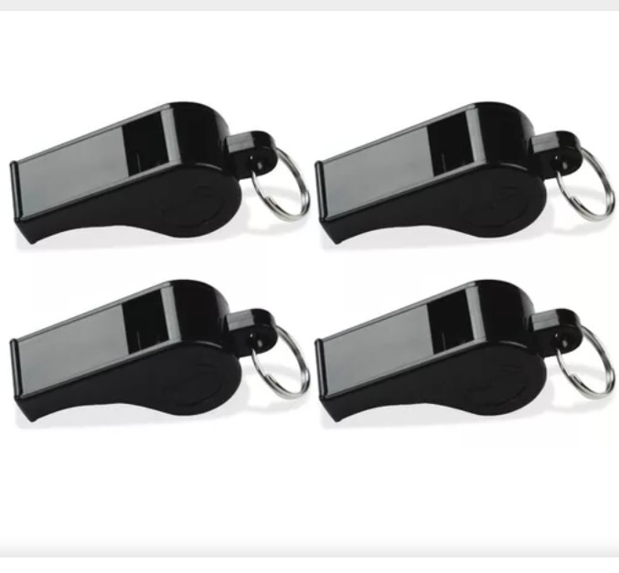 Picture of Black Plastic Whistle with Lanyard-Plastic Wonder Whistle for Referees Coaches Lifeguards Survival Emergency Football Pea Whistle