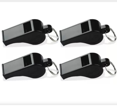 Picture of Black Plastic Whistle with Lanyard-Plastic Wonder Whistle for Referees Coaches Lifeguards Survival Emergency Football Pea Whistle