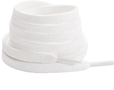 Picture of Polyester Thick Flat white Shoelaces Shoe Lace- sneakers lace-   (White Set of 1) 120cm+ White Running Shoe lace