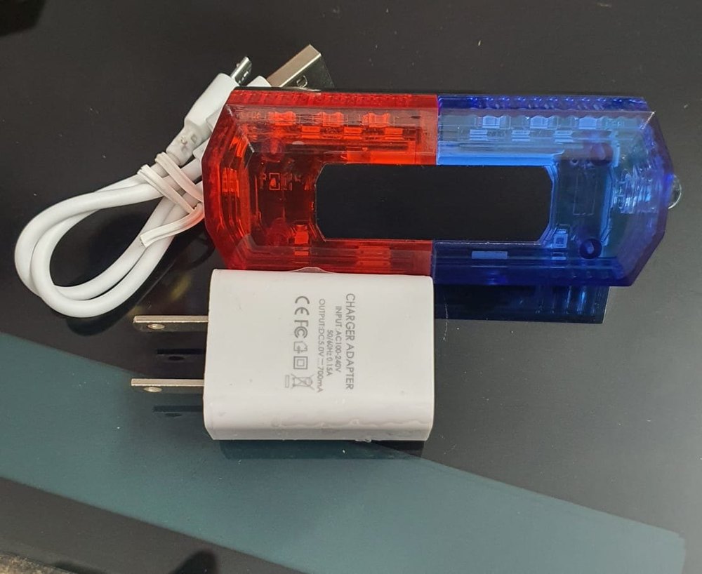 Picture of Red & Blue  blink Light- rechargeable small blink light with charger LED Red Blue -Multifunction Clip Flashing Warning Safety Shoulder light