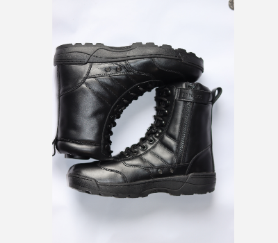Picture of Zipper Bikers Black long boots- Leather Bikers long boots for man