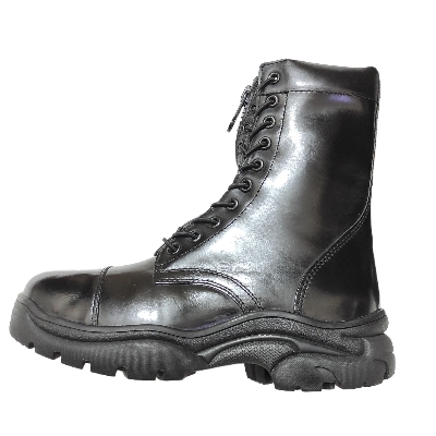 Picture of Heavy-Duty Tactical Combat Boots – High Shine Leather | Lace & Zip Closure Built for Performance. Styled for Impact.