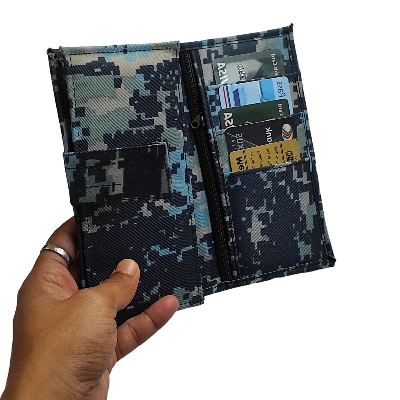 Picture of Bangladesh Navy Digital Camouflage Wallet for Men with Multiple Card Slots and Zipper – Tactical Military Style Wallet for Everyday Use – Navy Embroidered Logo – Premium Quality