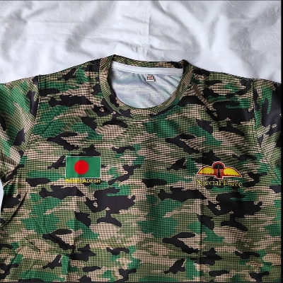 Picture of Bangladesh Ar-my Special Fo-rce Camouflage T-Shirt for Men – Military Camo Combat Tee with Flag Print – Lightweight Quick-Dry Army Style T-Shirt – Outdoor Sportswear for Adventure, Training & Casual Use