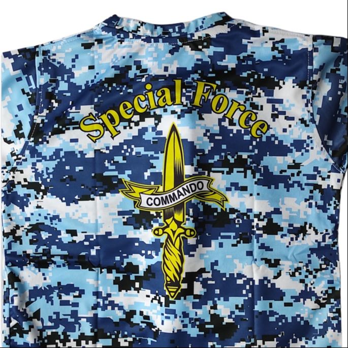 Picture of Bangladesh Air Force Camo Jersey – Blue Digital Camouflage T-Shirt | Special Forces Airborne Edition | Unisex Sportswear & Casual Tee