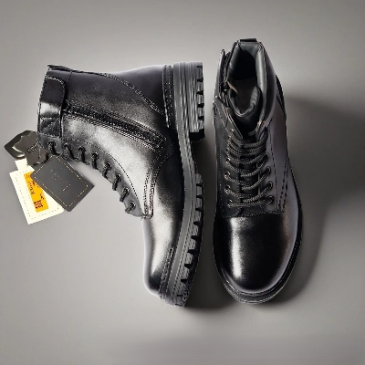 Picture of Men’s Leather Rider Boots with Side Zipper and Anti-Slip Rubber Sole