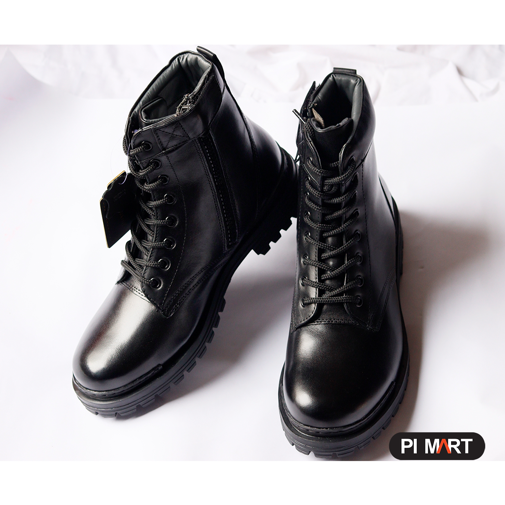 Picture of Men’s Leather Rider Boots with Side Zipper and Anti-Slip Rubber Sole