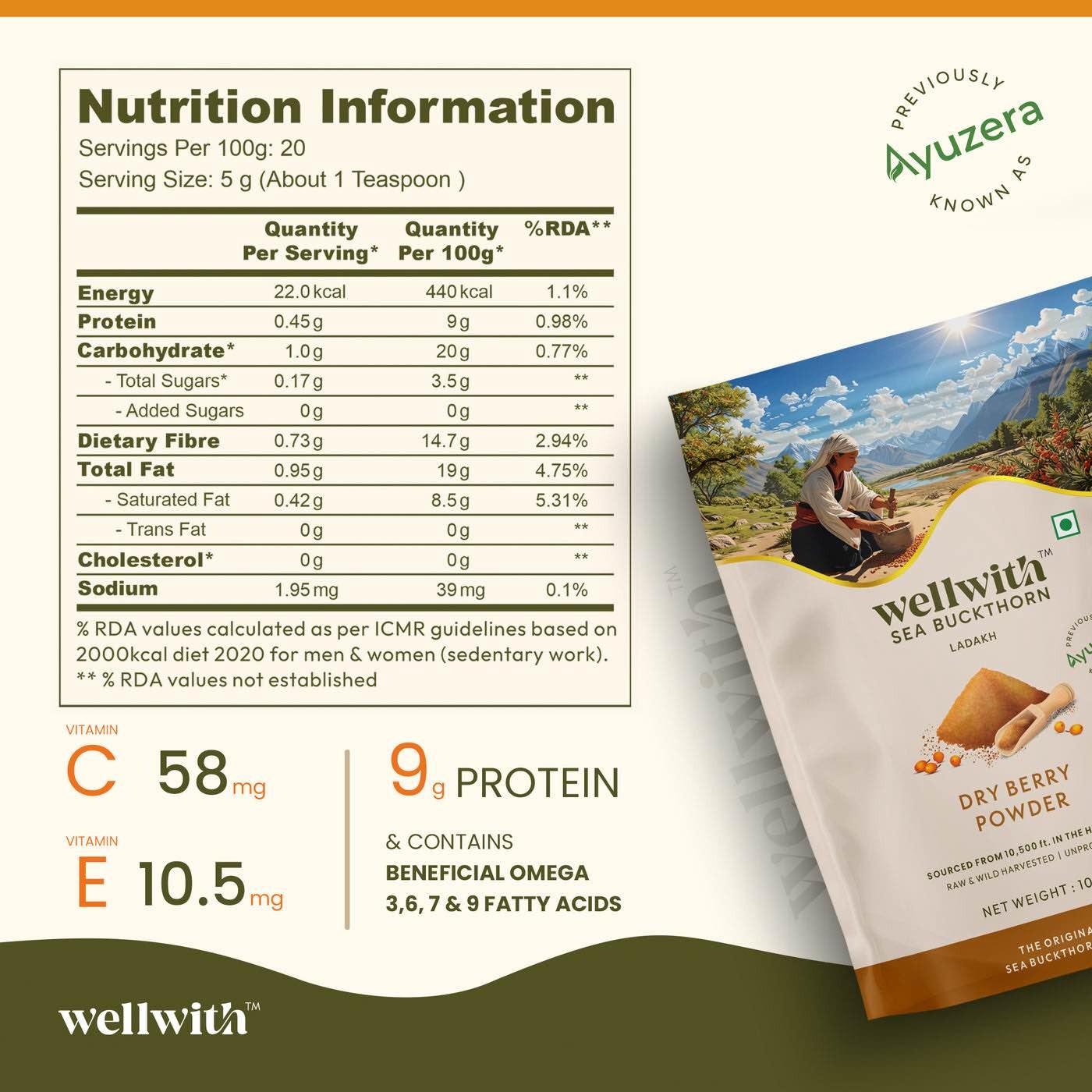 Picture of SEA BUCKTHORN DRY BERRY POWDER 100GM