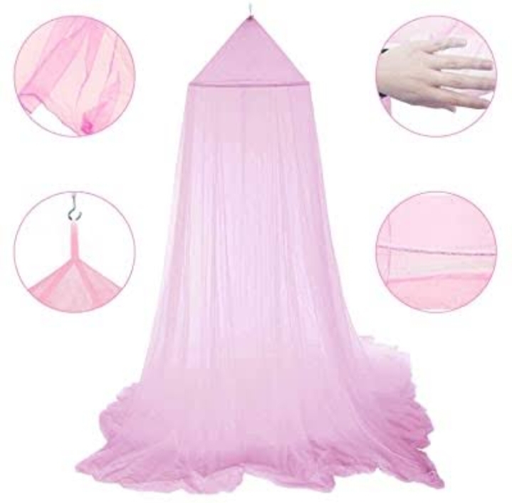 Picture of Hanging Round ceiling Mosquito net for single Pink 