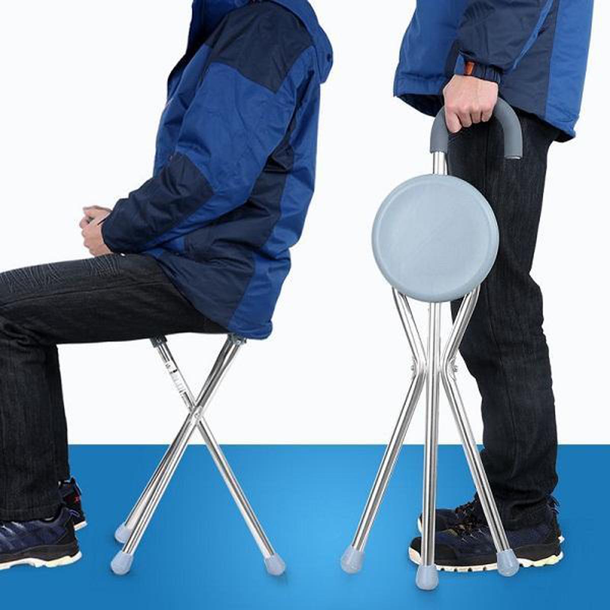Picture of Walking Stick Seat portable stick chair brown iron walking stick chair Brown 
