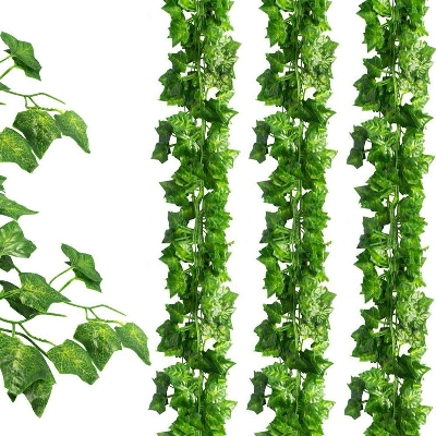 Picture of Artificial Fake Ivy Leaves Greenery Garlands Hanging for Wedding Party Garden Wall Decoration Green 