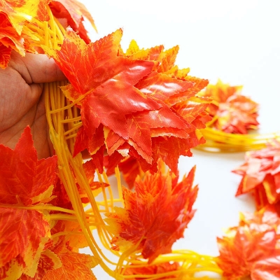 Picture of Artificial Autumn Maple Leaf ORANGE Garlands/DECORATION /DISPLAY/WEDDING  