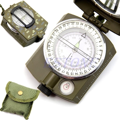 Picture of Navigate with Precision Using the Aluminum Aloe Liquid Field Lensatic Prismatic Compass - Includes Pouch, A Unique Choice for Outdoor Adventurers Army Green 