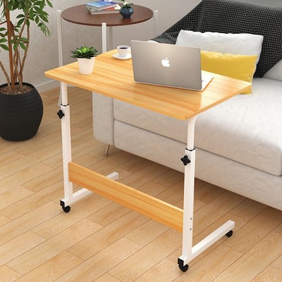 Picture of Portable Foldable Height Adjustable Studying Desk Bedside Laptop Table Brown 